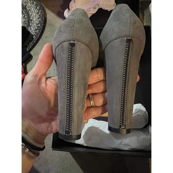 Cole haan boot heels platform booties ankle heels grey worn once size 5B - Picture 6 of 6